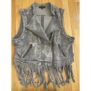 Double Zero  Vest White Wash Grey Removable Fringe Western XL Women’s Nashville